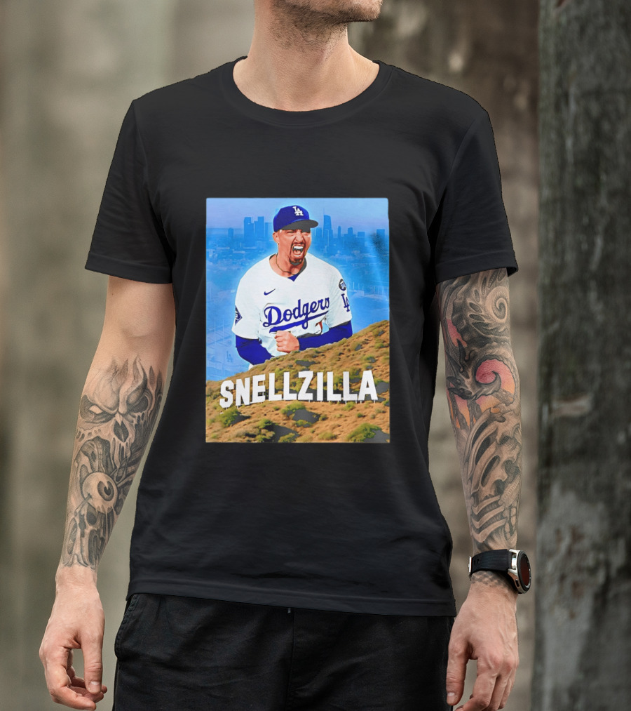 Blake Snell La Dodgers Snellzilla Los Angeles Skyline T-Shirt