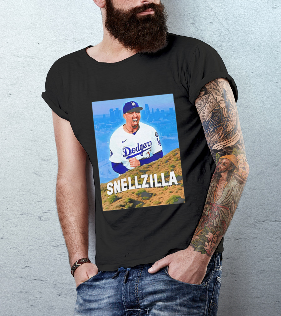 Blake Snell La Dodgers Snellzilla Los Angeles Skyline T-Shirt
