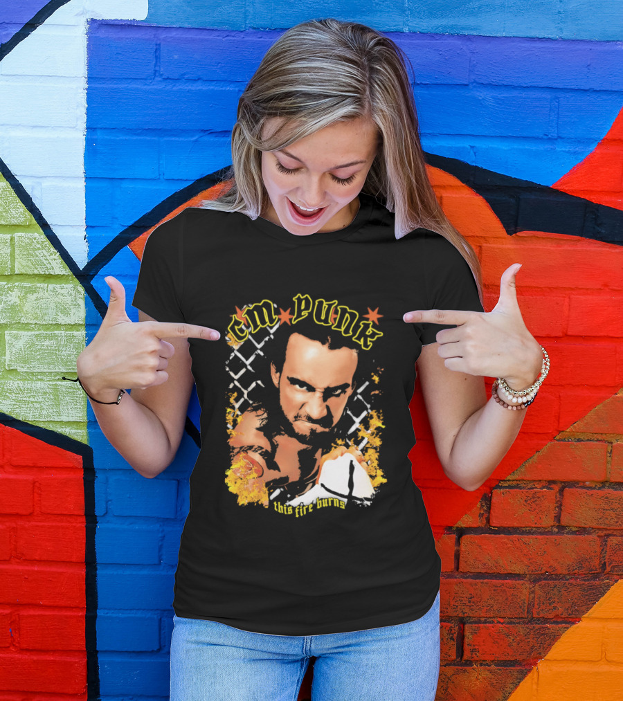 CM Punk This Fire Burns Wrestling T-Shirt