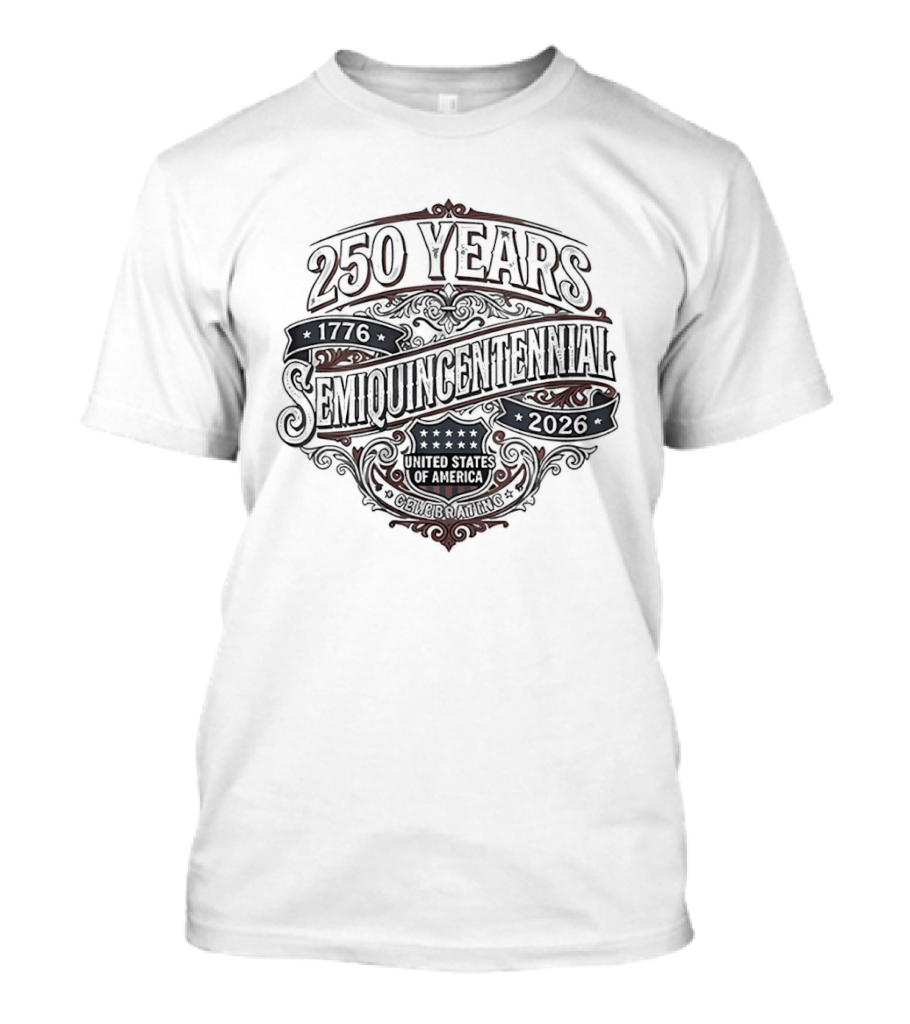250 Years Semiquincentennial 1776 2026 United States Of America Vintage Banner Stars T-Shirt