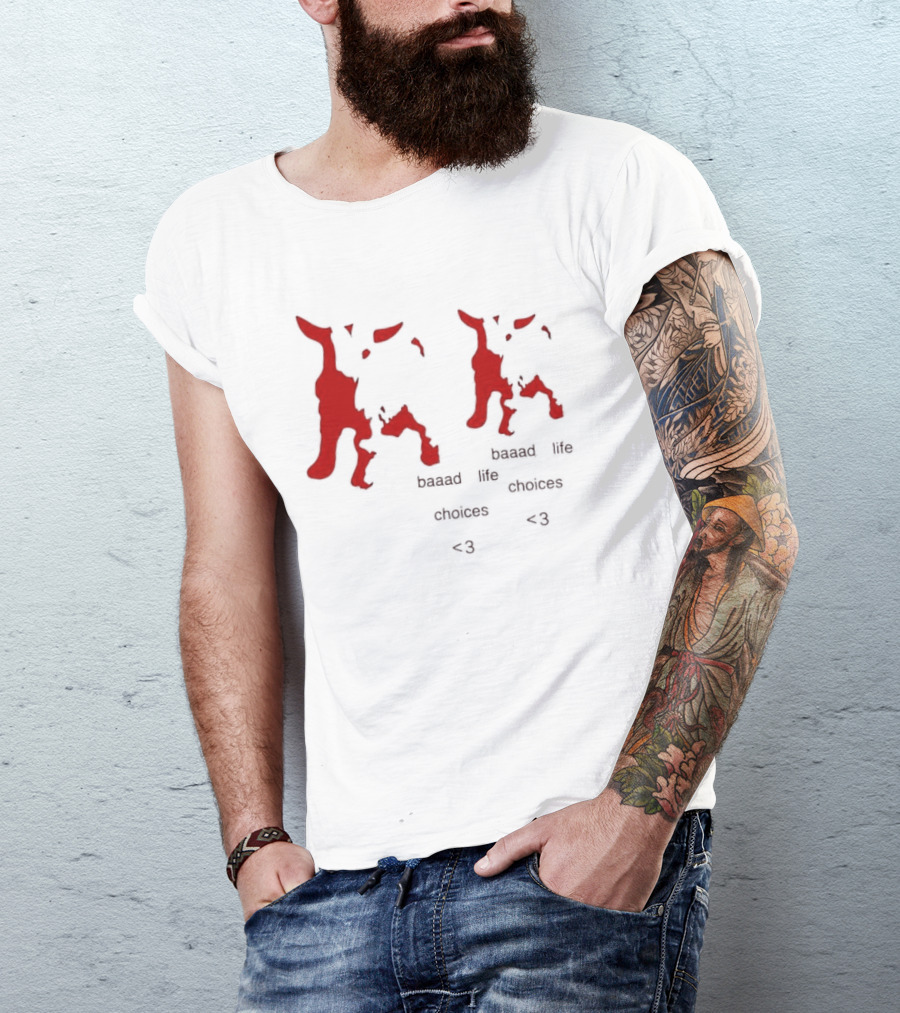 Baaad Life Choices Red Goat Minimalist Artsy Style Outfit T-Shirt