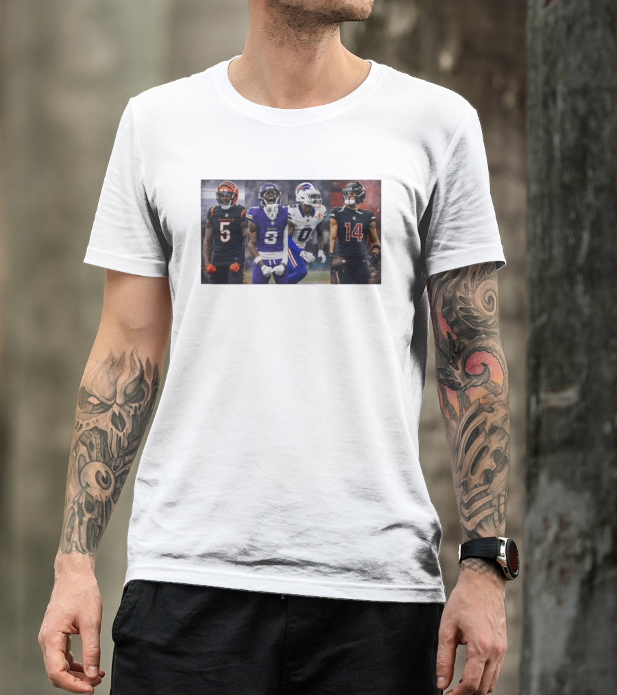 Bengals Vikings Bills Falcons Buckeyes Football Players NFL Collage T-Shirt
