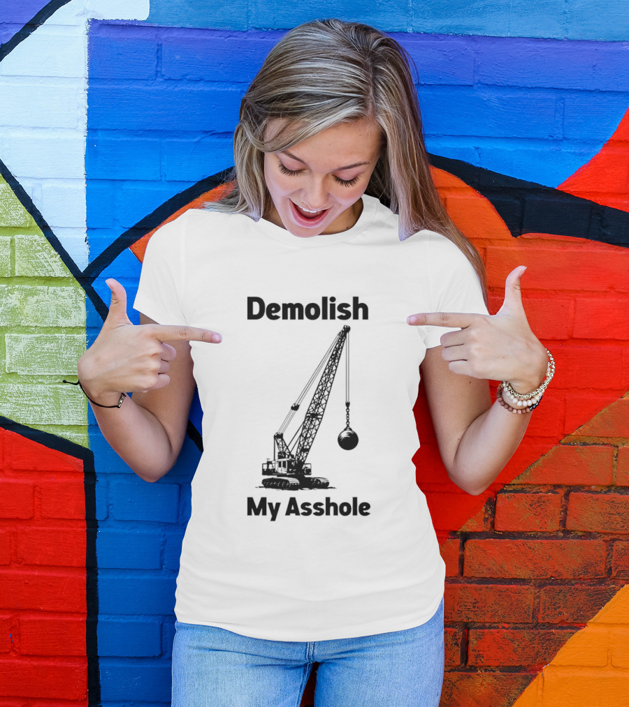 Demolish My Asshole Wrecking Ball Joke Humor T-Shirt