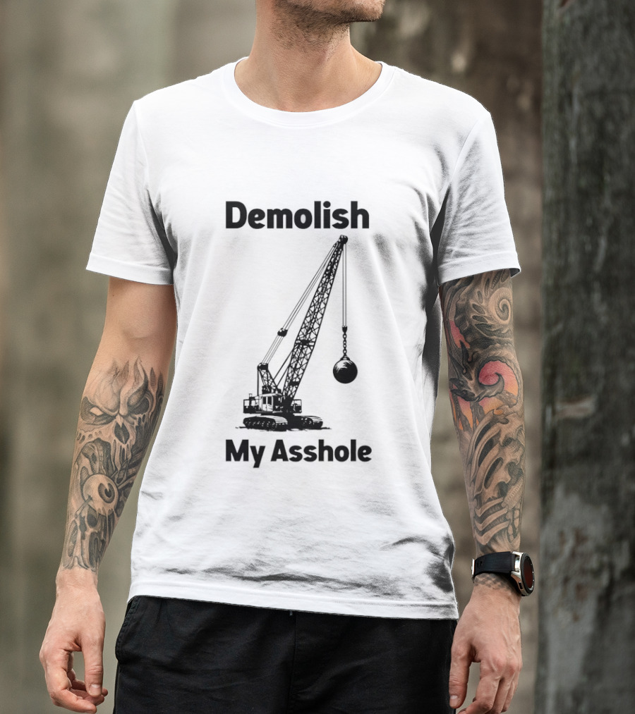 Demolish My Asshole Wrecking Ball Joke Humor T-Shirt