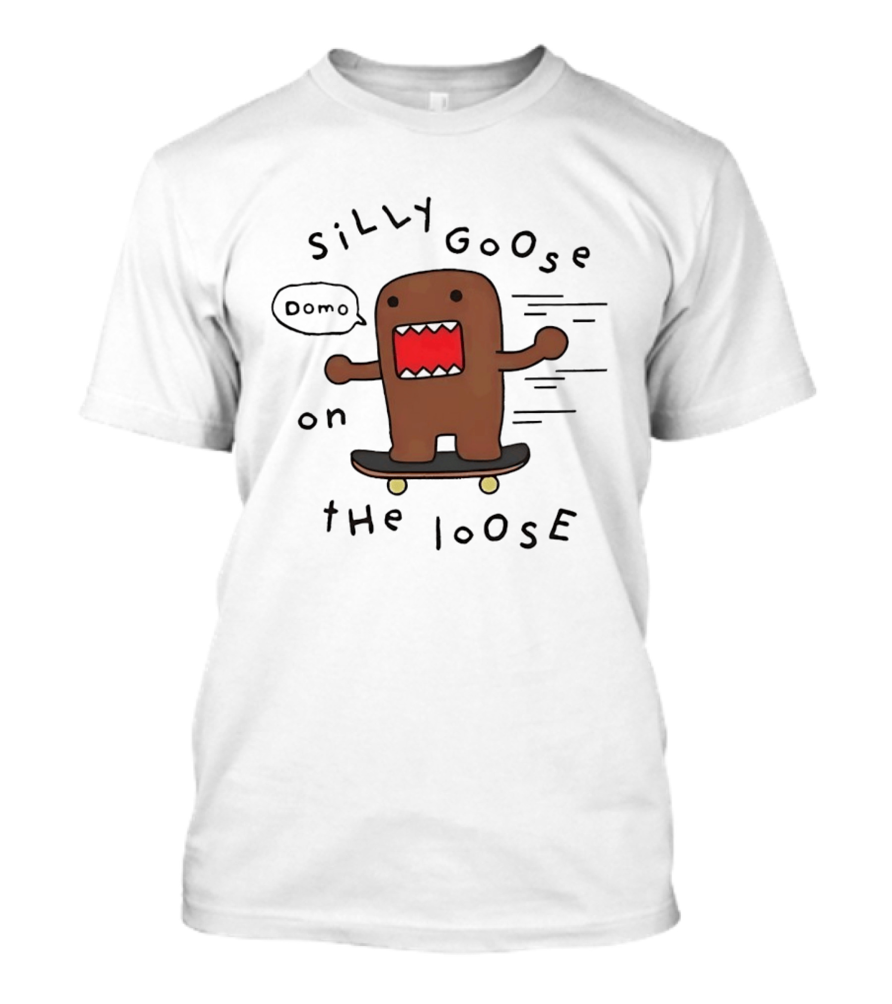 Silly Goose On The Loose Cute Brown Character Skateboarding Fun T-Shirt