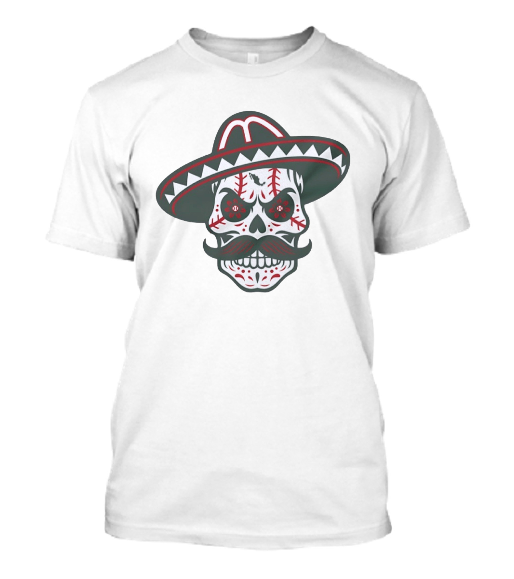 Skull Calaveras Mexico Sombrero Sugar Skull Baseball T-Shirt