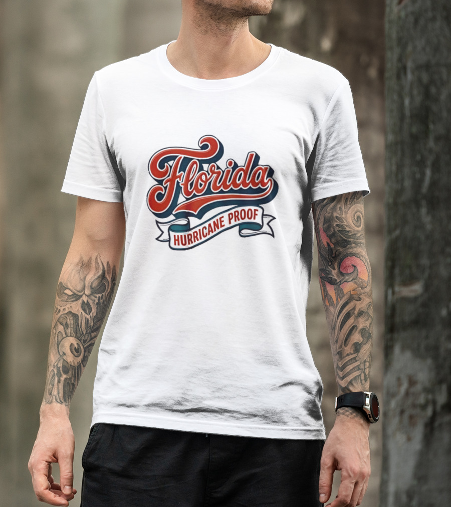 Florida Hurricane Proof Script Ribbon T-Shirt