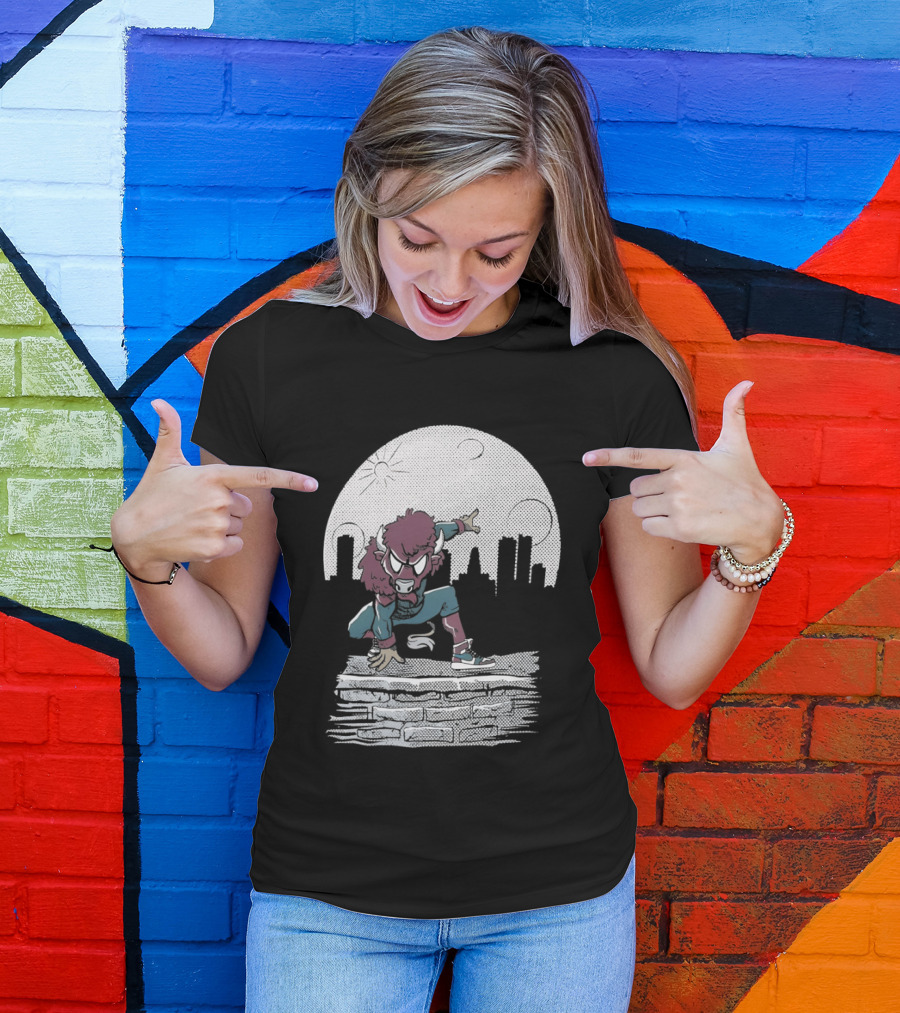 Bison Be A Hero Buffalo Bills Cityscape Dynamic Pose T-Shirt