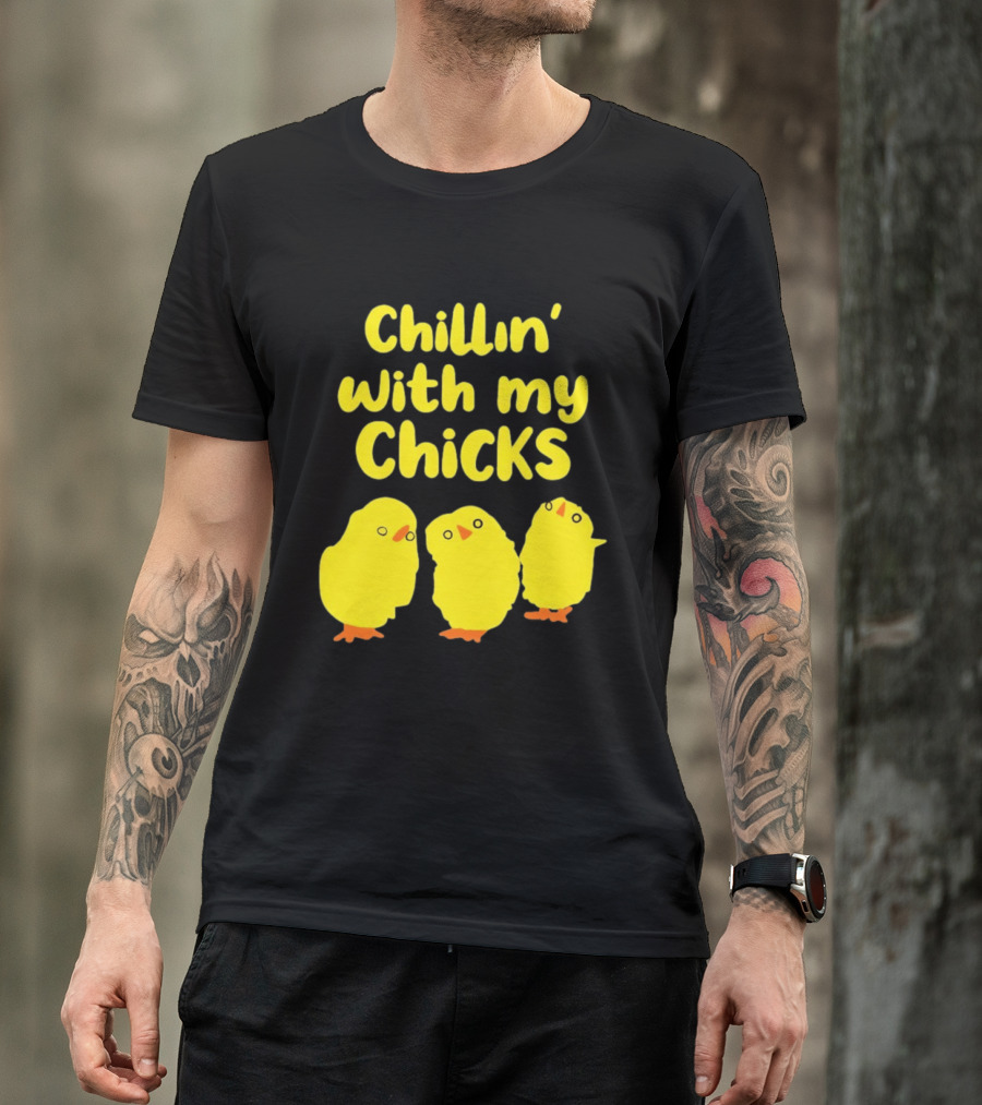 Chillin' With My Chicks Cute Yellow Cartoon Birds T-Shirt