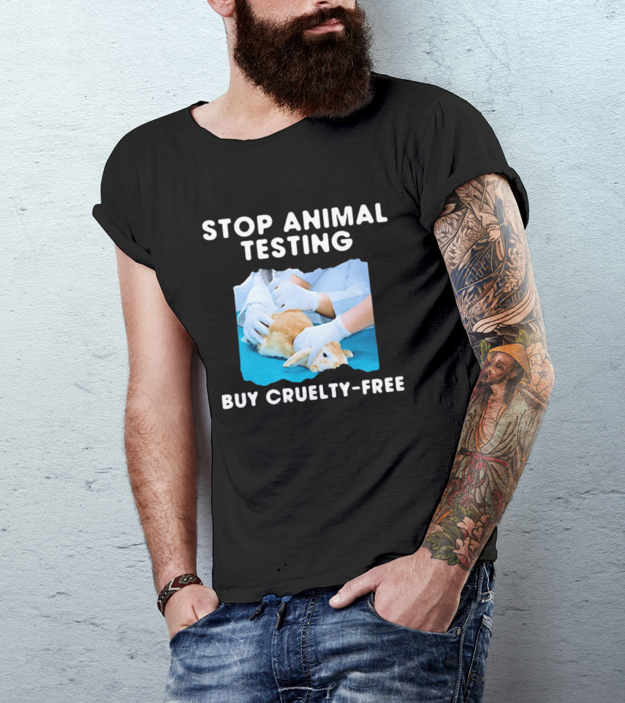 Stop Animal Testing Buy Cruelty Free Rabbit Testing Protest Awareness T-Shirt