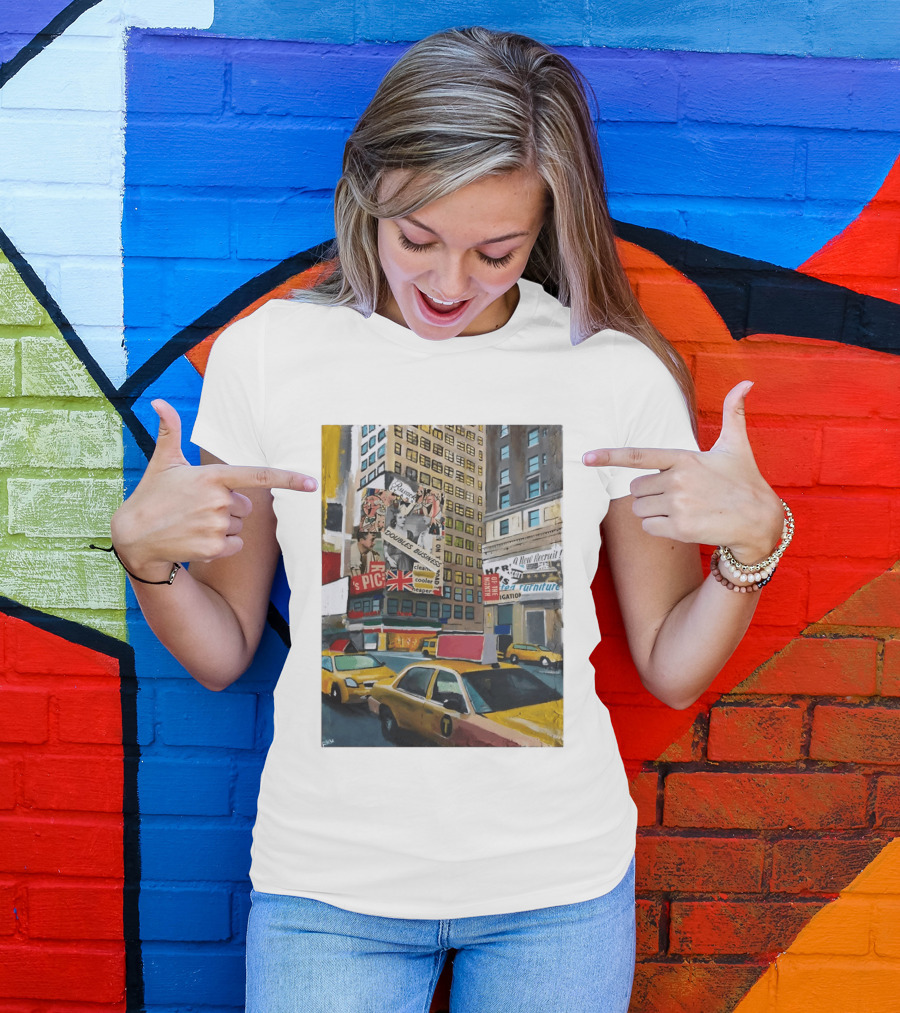 New York City Times Square Taxi Doubles Business British Flag T-Shirt