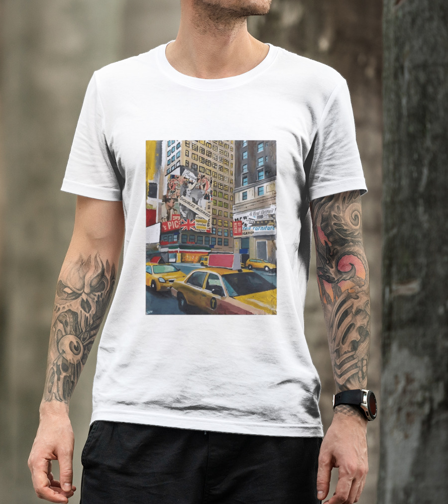 New York City Times Square Taxi Doubles Business British Flag T-Shirt