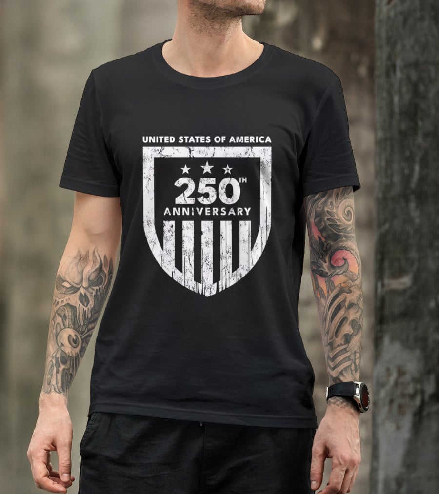 United States Of America 250th Anniversary Shield Stars Stripes T-Shirt