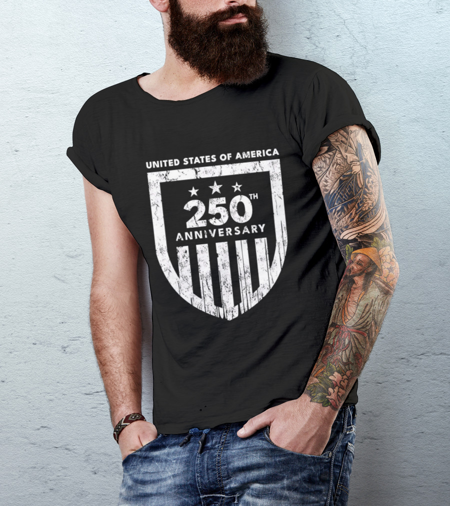 United States Of America 250th Anniversary Shield Stars Stripes T-Shirt