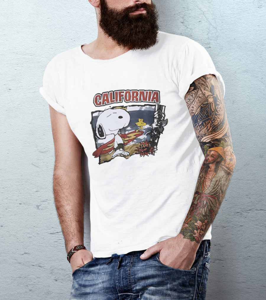California Snoopy Woodstock Surf Sun Fun T-Shirt
