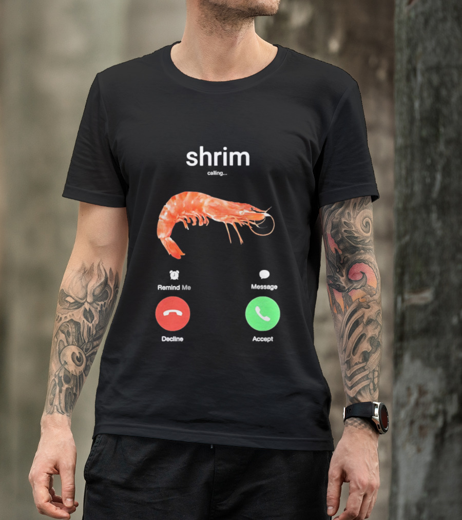 Shrim Phone Call User Interface Prank Joke Prawn Shrimp Emoji T-Shirt