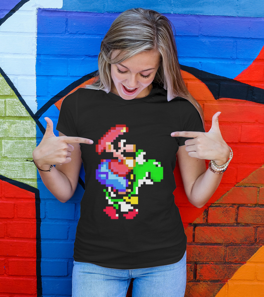 Mario And Yoshi Super Mario World Pixel T-Shirt