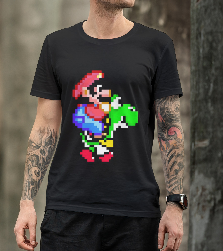 Mario And Yoshi Super Mario World Pixel T-Shirt