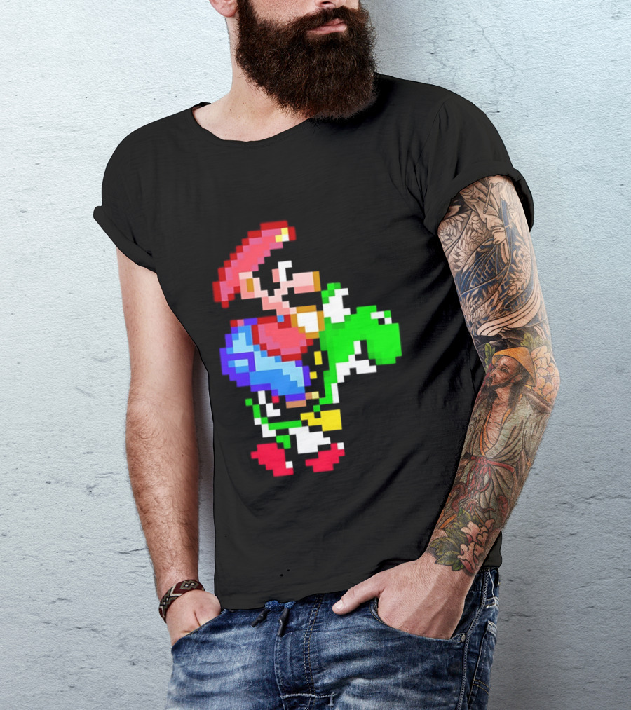 Mario And Yoshi Super Mario World Pixel T-Shirt