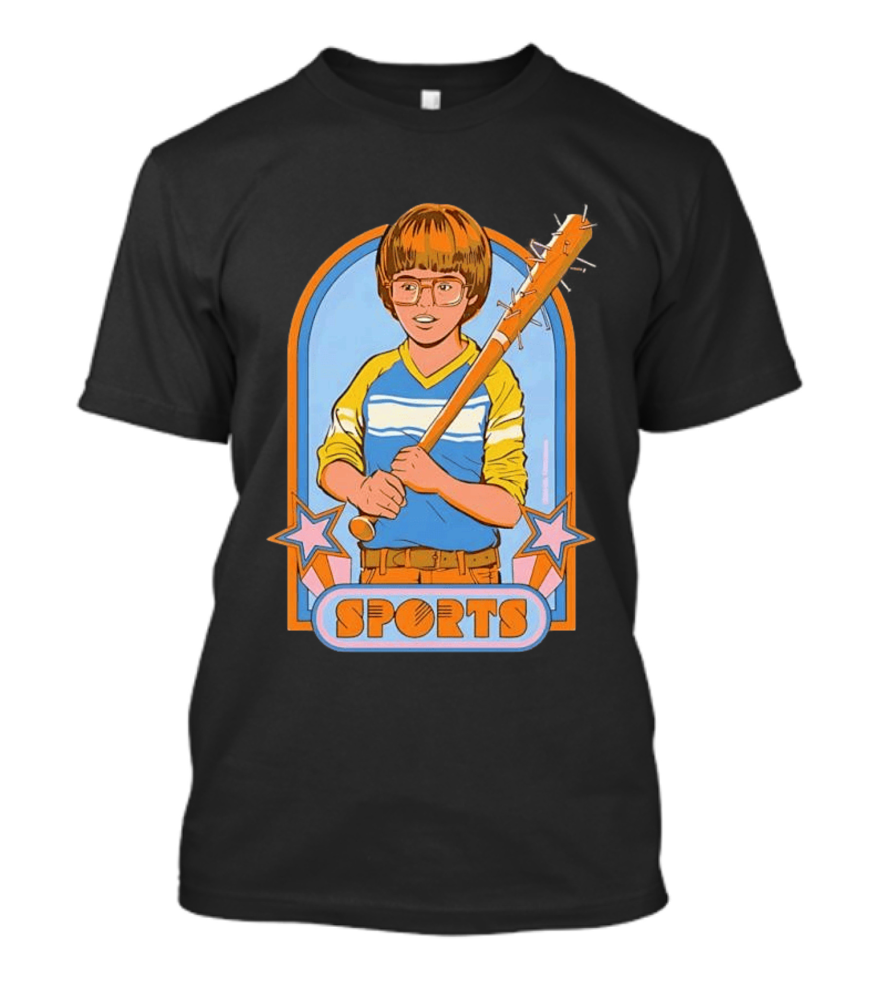 Steven Rhodes Retro Sports Baseball Bat Boy With Glasses T-Shirt