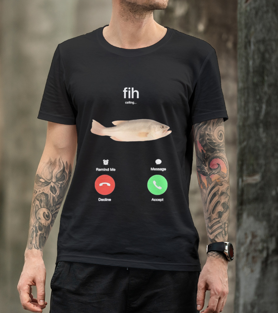 Fish Phone Call Funny User Interface Comedy T-Shirt