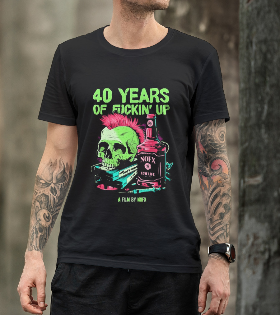 40 Years Of Fuckin' Up NOFX Bottle Skull A Film By NOFX T-Shirt