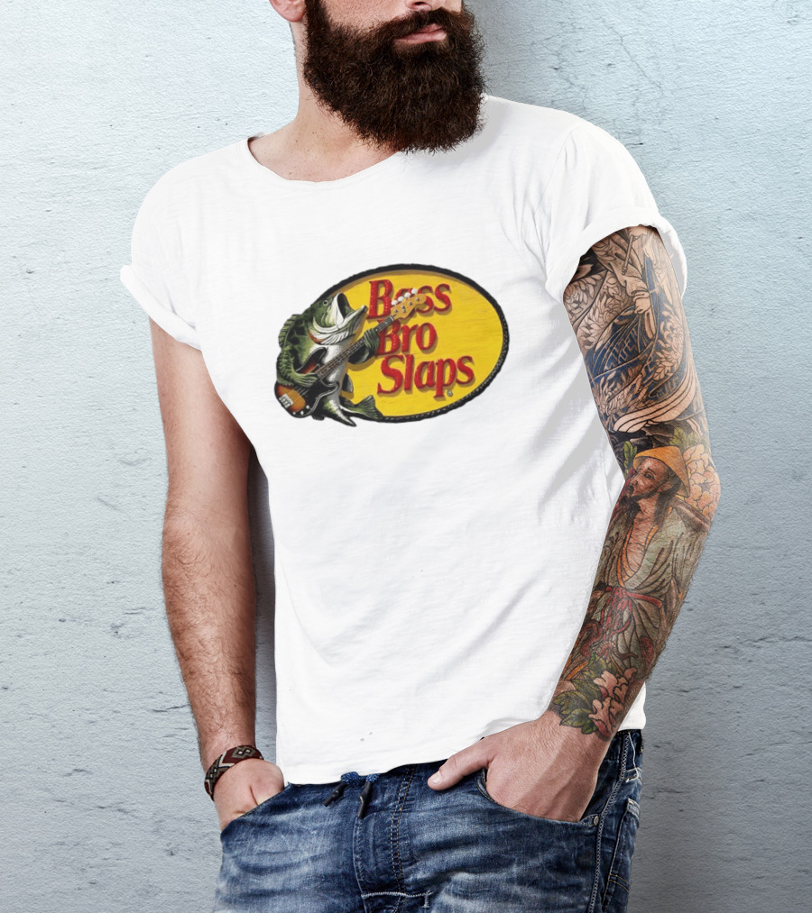 Bass Bro Slaps Fish Playing Electric Guitar T-Shirt