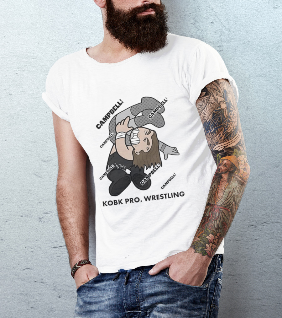 Campbell Kobk Pro Wrestling Black Gloved Wrestler Pinning Move T-Shirt