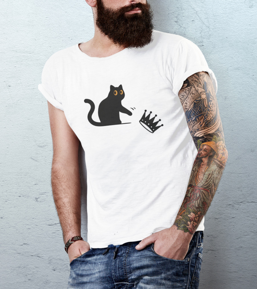No Kings Cat 2026 Meme Black Cat And Crown T-Shirt