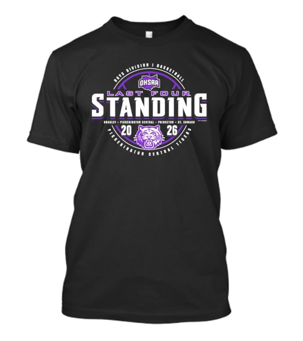 OHSAA 2026 Boys Basketball Division I Last Four Standing Pickerington Central Tigers T-Shirt