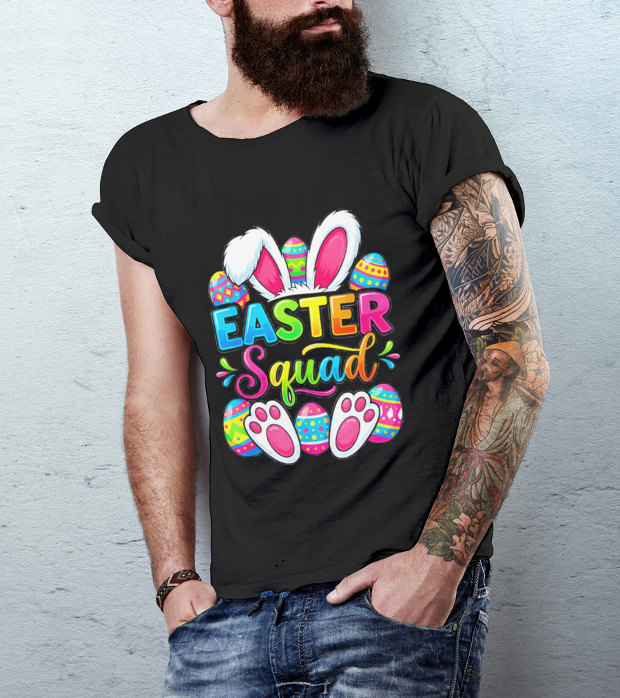 Easter Squad Bunny Ears Colorful Egg Hunt Matching Family 2026 T-Shirt