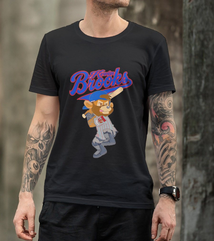 Kevin Brooks Cartoon Baseball Character With Bat And Jersey T-Shirt