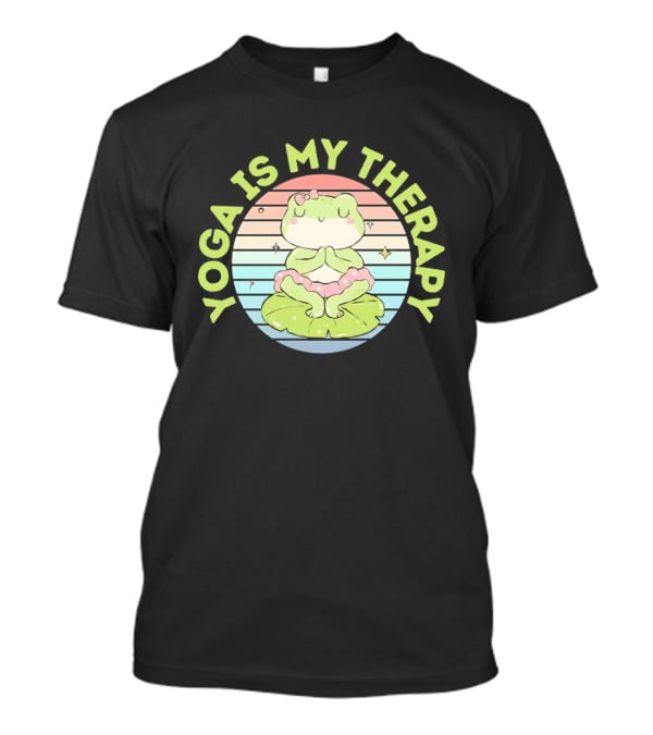 Frog Yoga Is My Therapy Cute Pastel Lotus Pose T-Shirt