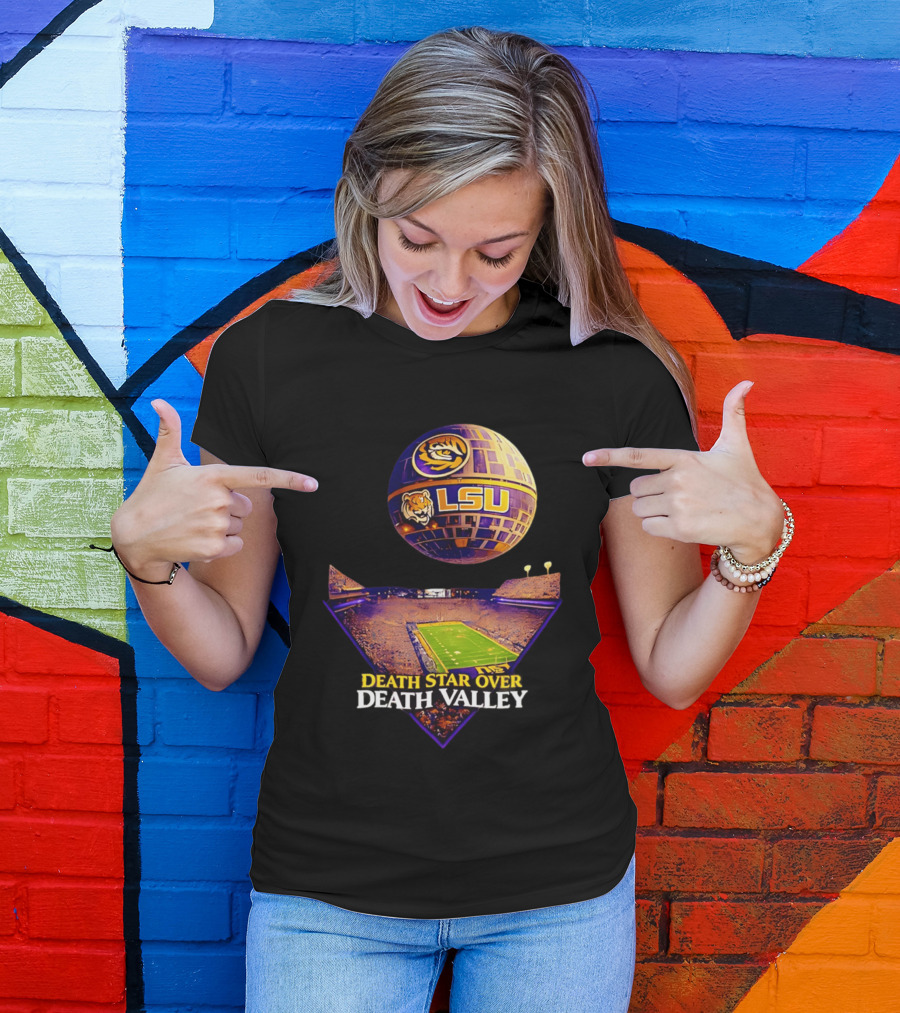 LSU Tigers Death Star Over Death Valley Stadium LSU T-Shirt