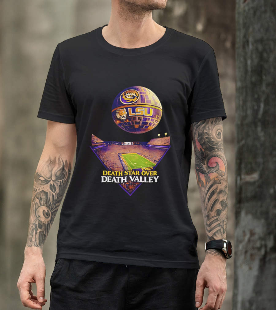 LSU Tigers Death Star Over Death Valley Stadium LSU T-Shirt