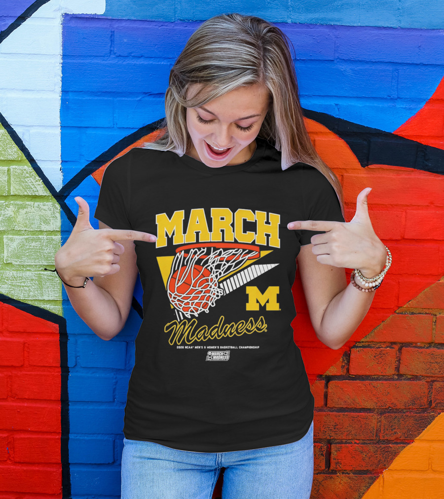 Michigan Wolverines March Madness MBB & WBB 2026 Basketball Championship Swish T-Shirt
