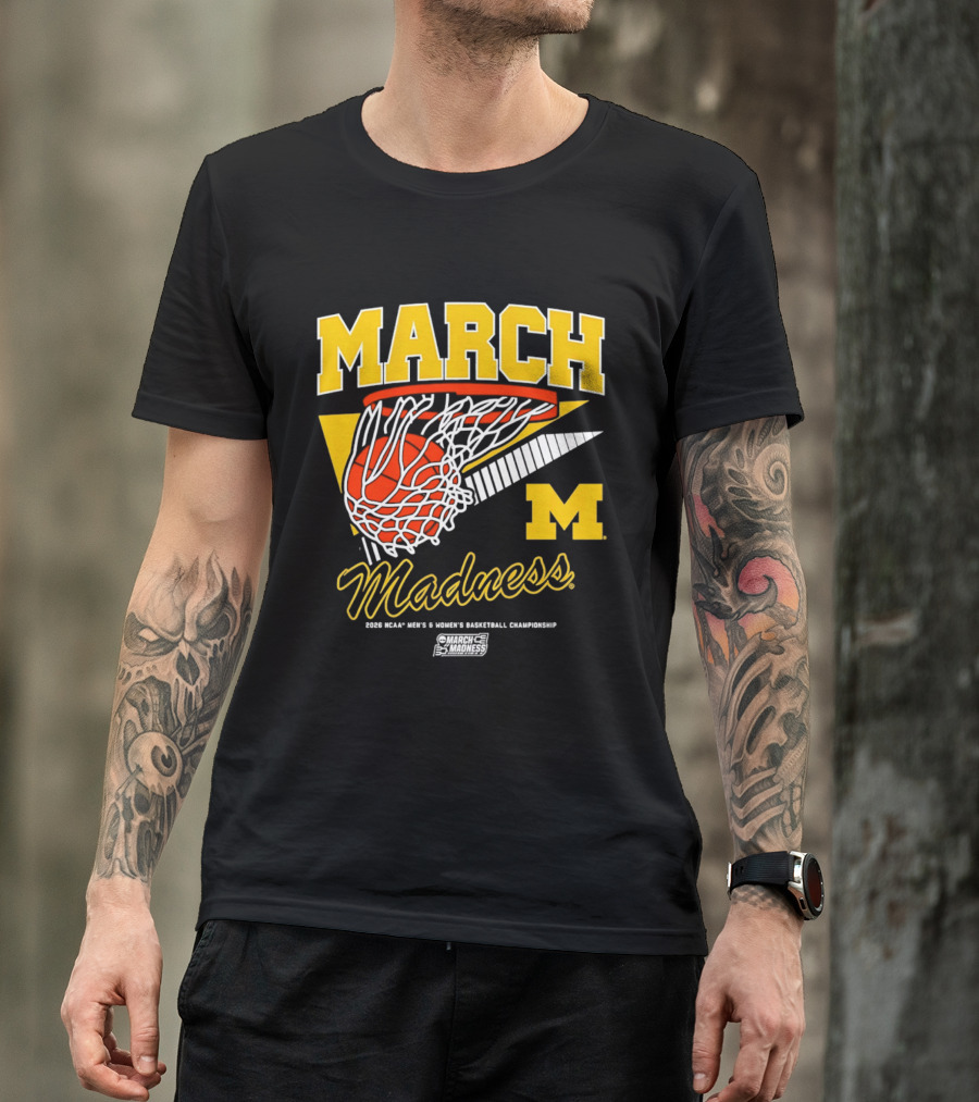 Michigan Wolverines March Madness MBB & WBB 2026 Basketball Championship Swish T-Shirt