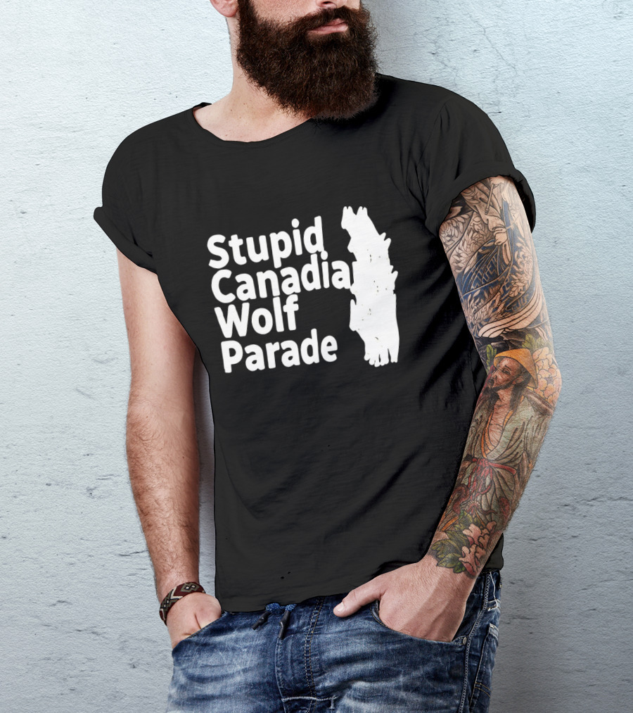 Stupid Candia Wolf Parade White Text With Wolf T-Shirt