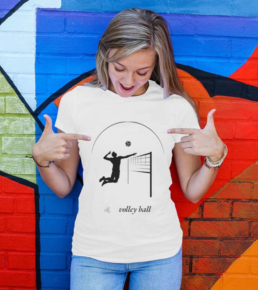 Volleyball Player Jumping To Spike Under Rising Sun T-Shirt