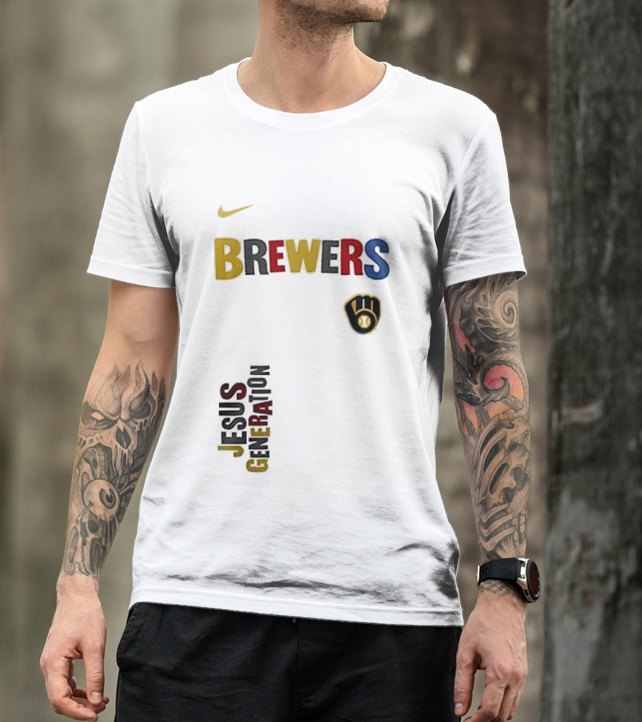 Nike Brewers Jesus Generation Tour Milwaukee Baseball T-Shirt