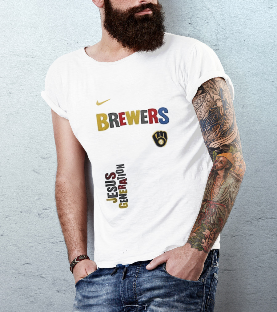 Nike Brewers Jesus Generation Tour Milwaukee Baseball T-Shirt