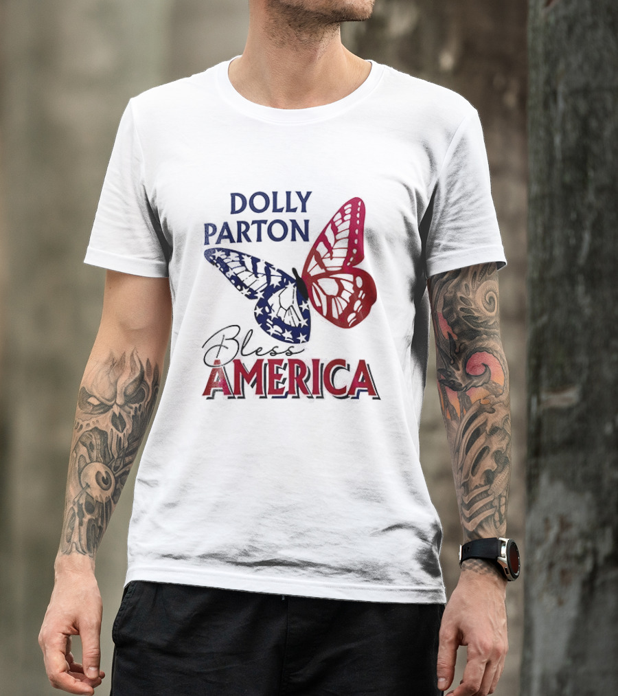 Dolly Parton Bless America Patriotic Butterfly Team USA 250th Anniversary T-Shirt