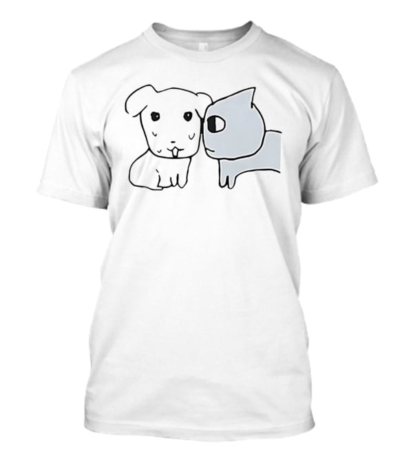 Don't Look At Me Cat And Dog Face Doodle T-Shirt
