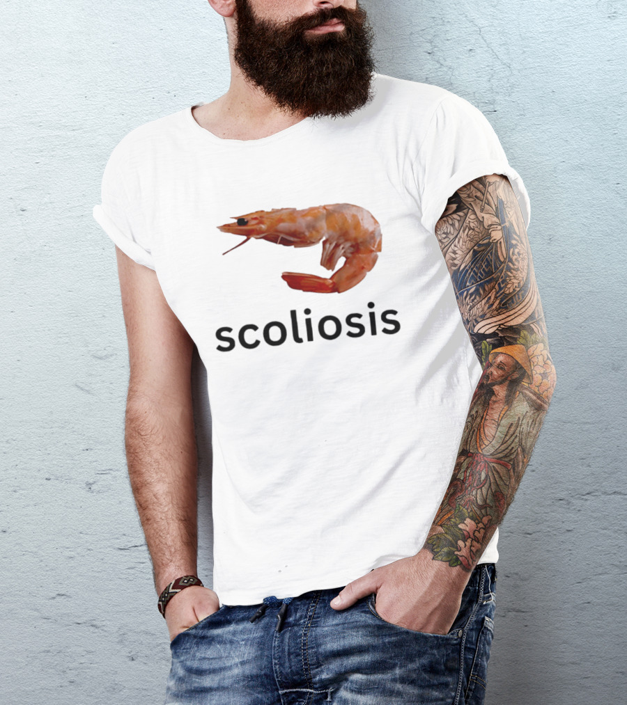 Shrimp Scoliosis Curved Spine Humor T-Shirt