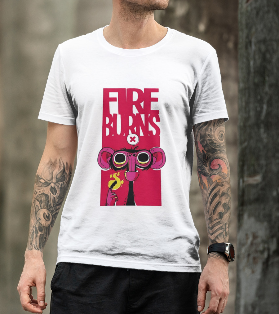 FIre Burns Monkey With Burning Hand T-Shirt