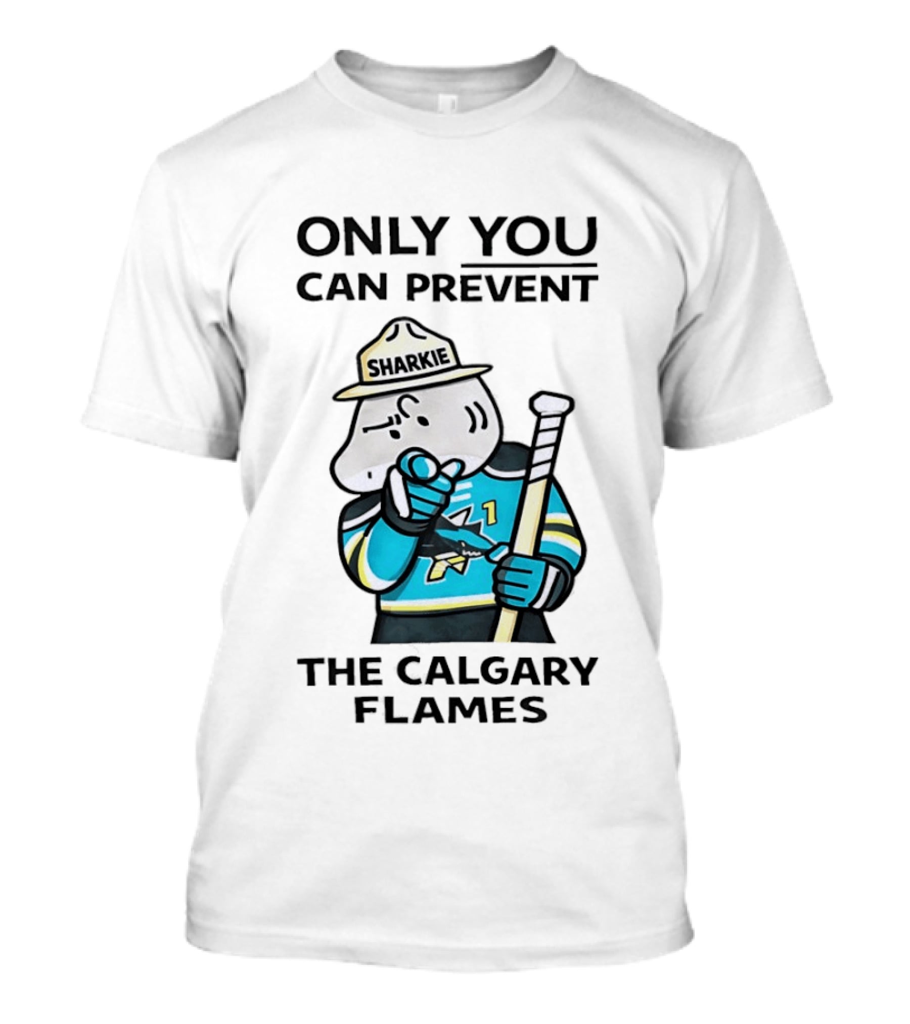 San Jose Sharks Sharkie Only You Can Prevent The Calgary Flames T-Shirt