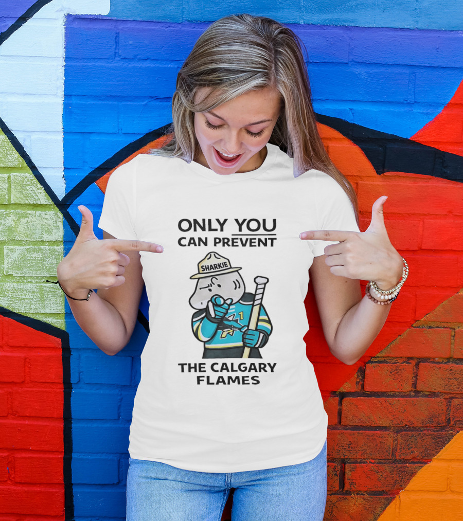 San Jose Sharks Sharkie Only You Can Prevent The Calgary Flames T-Shirt