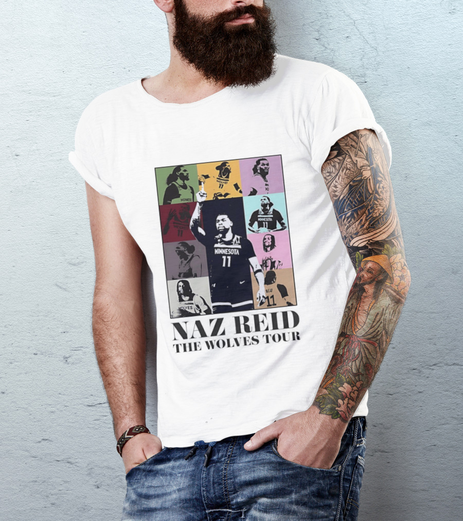 Minnesota Timberwolves Naz Reid Wolves Tour Montage T-Shirt