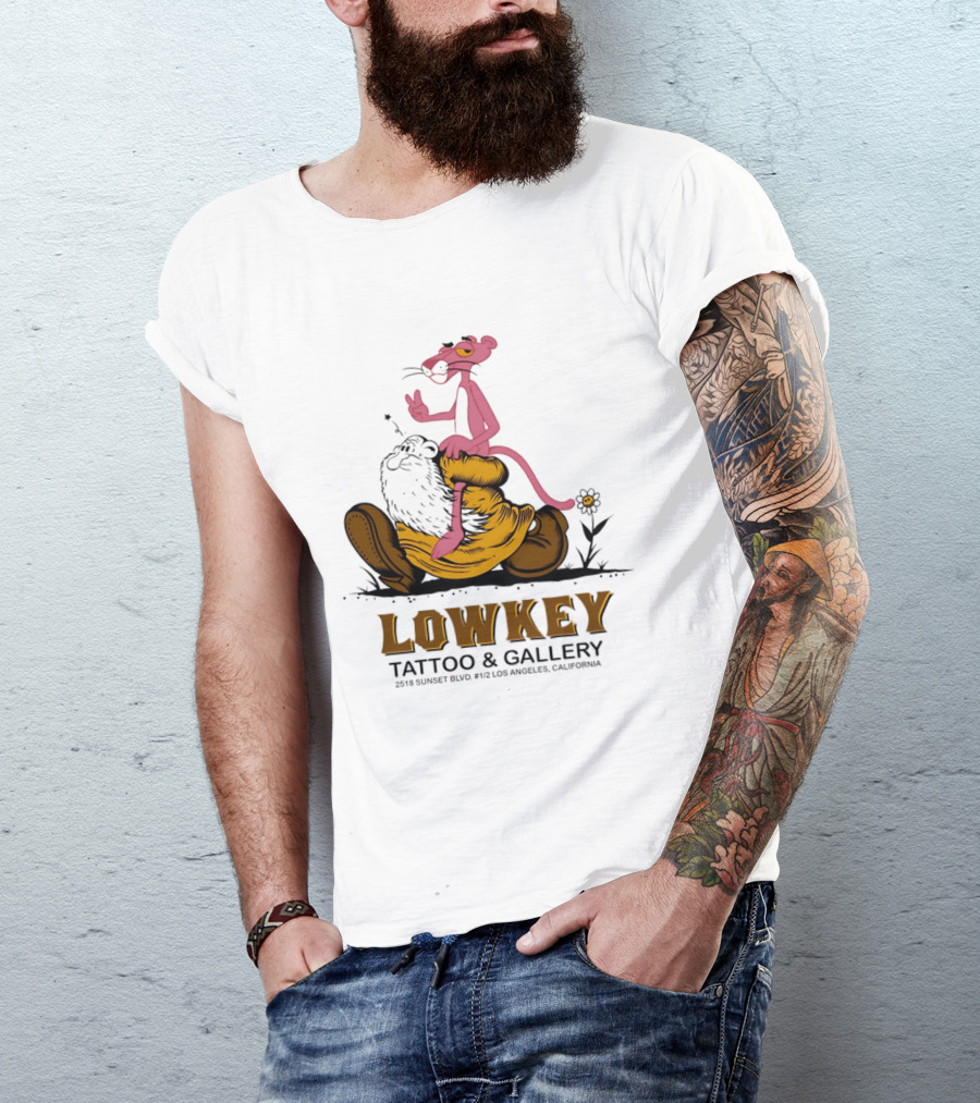 Pink Panther Lowkey Tattoo Gallery 2516 Sunset Blvd Los Angeles California T-Shirt