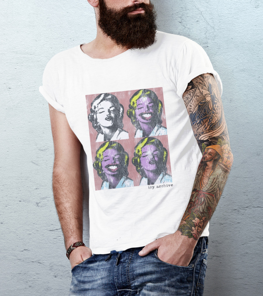 Marilyn Monroe Face Pop Art Style Vintage Grid Warhol Influence T-Shirt